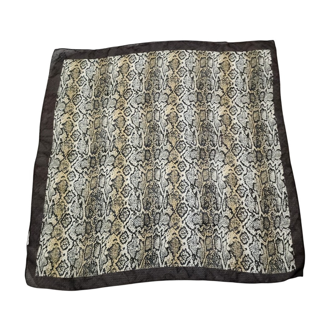 Brown Snakeskin Print Square Scarf Boho‎ Preppy Sheer Chiffon